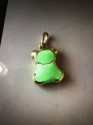 Colgante Oso Oro 18k Esmaltado Verde