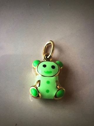 Colgante Oso Oro 18k Esmaltado Verde
