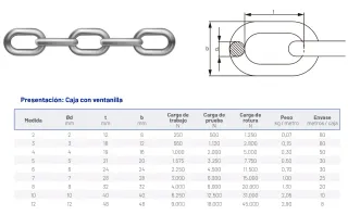 Cadena Inoxidable DIN 5685/A AISI 316 - 3mt