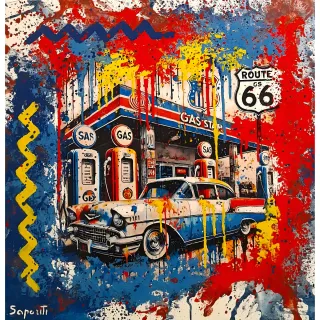 Dipinto con smalti su tela  Route 66