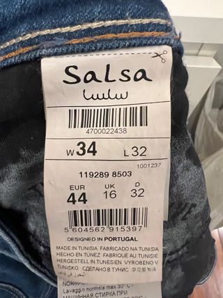 Pantalón vaquero mujer Salsa azul push up