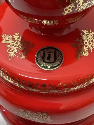 Pareja Botes Cervera Cristal Opalina Rojo vintage