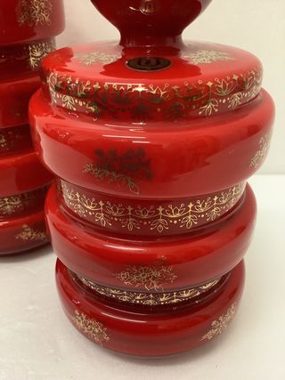Pareja Botes Cervera Cristal Opalina Rojo vintage