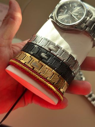 Pulseras Lacoste Plata, Oro y Negra