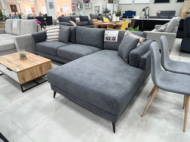 Sofá modular gris de tela