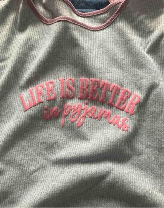 Pijama gris y rosa algodón