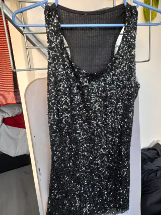 Top lentejuelas negro plateado