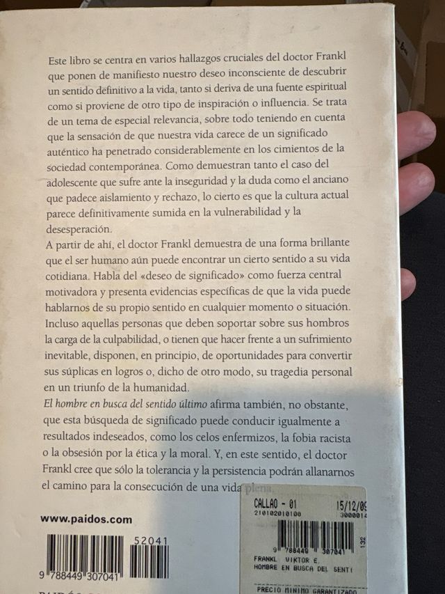 Libro El hombre en busca del sentido último
