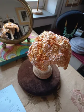 Tocado vintage Naranja y Beige