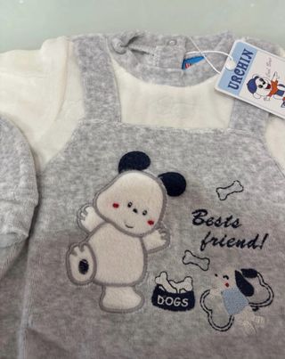 Tutina, cappellino e bavetta ciniglia 0-3mesi