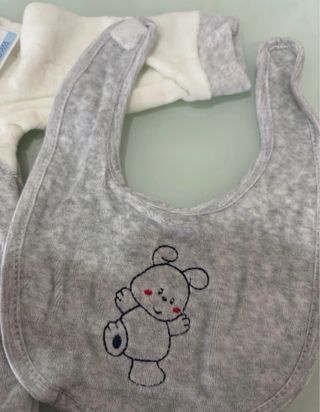 Tutina, cappellino e bavetta ciniglia 0-3mesi