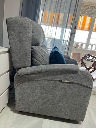Sillón Eléctrico Reclinable Tela Gris, tela tuit