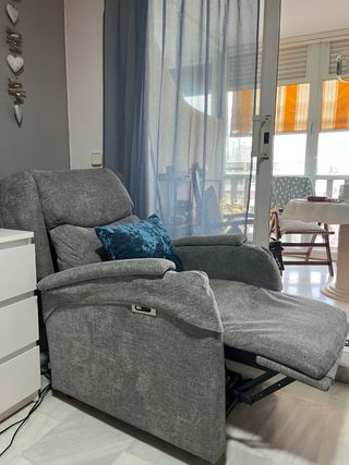Sillón Eléctrico Reclinable Tela Gris, tela tuit
