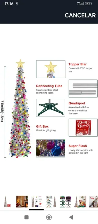 Árbol Plegable Navidad Multicolor