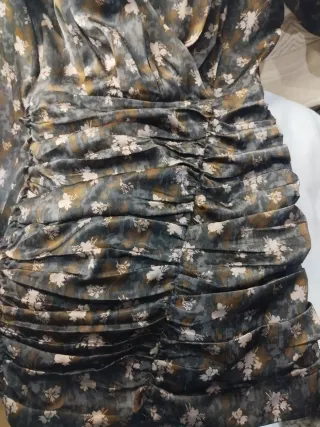 Vestido elegante drapeado slowelove negro y marrón