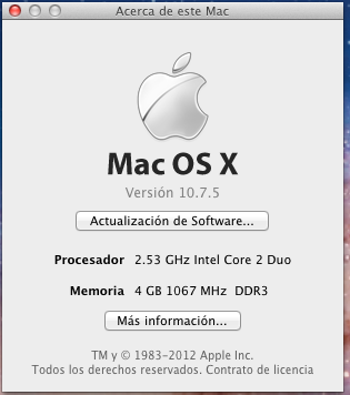 MacMini 2,53 GHz Intel Core 2 Duo, 4Gb RAM, 320 Gb