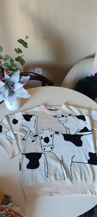 Jersey vintage vacas punto beige