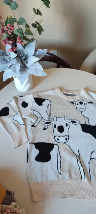 Jersey vintage vacas punto beige