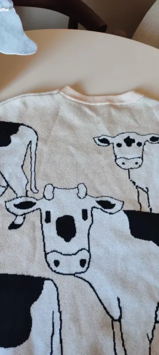 Jersey vintage vacas punto beige