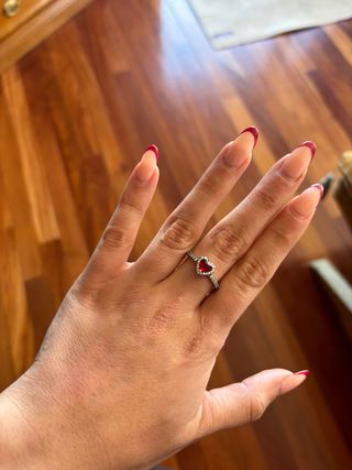 Anillo Corazón Rojo Plata