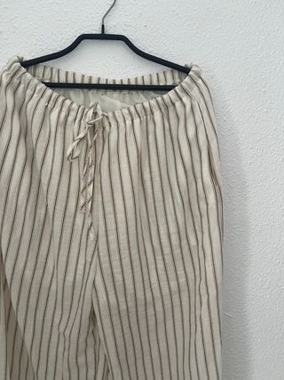 Conjunto camisa y pantalón rayas beige nuevos