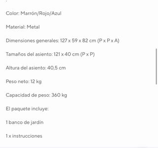 Banco de jardín Azul metálico