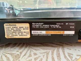 Tocadiscos Sharp RP-1122 Vintage