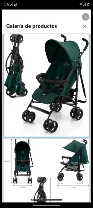 Carrito de bebé verde plegable