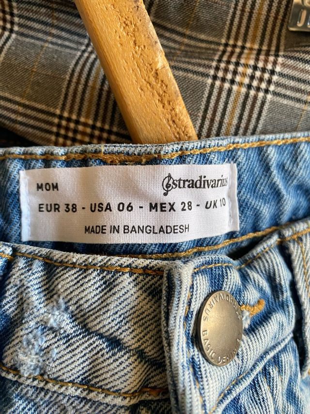 Vaqueros Mum Stradivarius Perlas Talla M