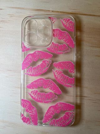 Funda iPhone 13 Pro Transparente Labios Rosa