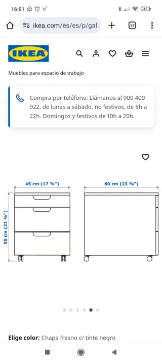 Cajonera Galant Negra/Marrón