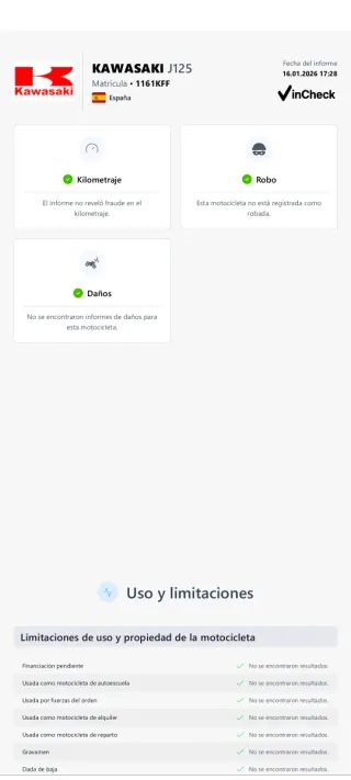 Kawasaki J125 ABS Scooter con informe KFF