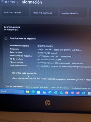 HP ProBook 640 G5 i7-8665U 16GB RAM