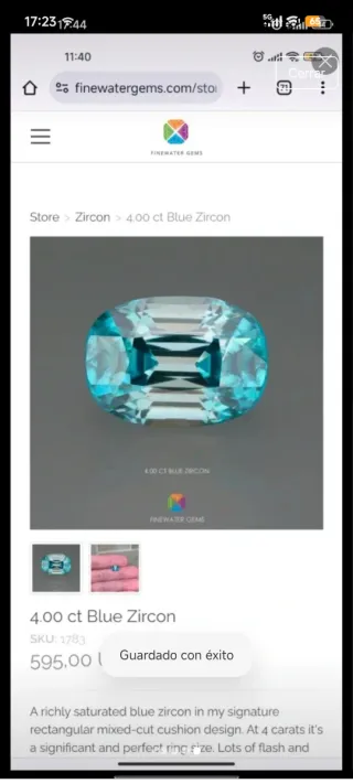 Zircón Natural de 4.82 Quilates Azul