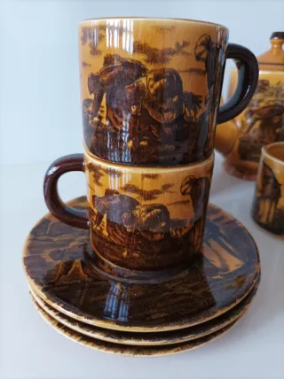 Juego café o té cerámica esmaltada