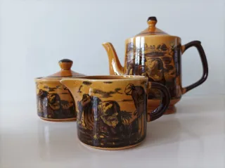 Juego café o té cerámica esmaltada