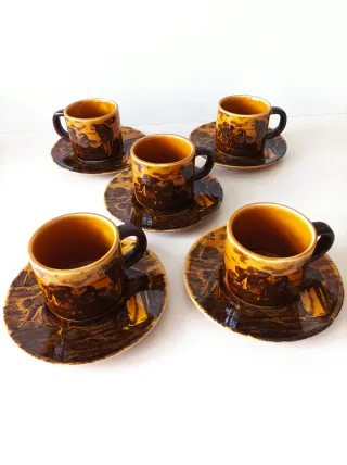 Juego café o té cerámica esmaltada