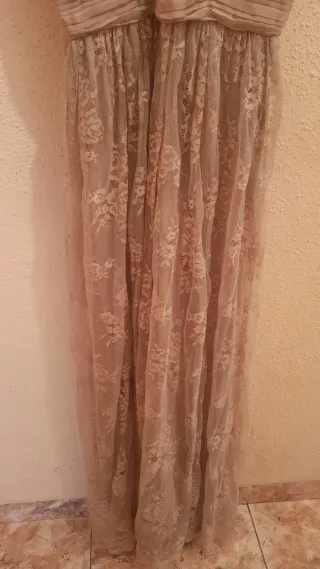 Vestido Zara Woman Beige Largo Encaje