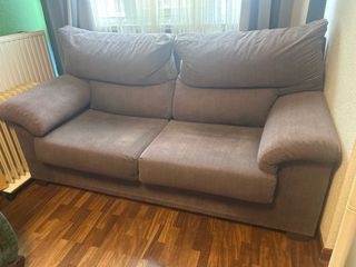 Sofá amplio 2 plazas tela marrón