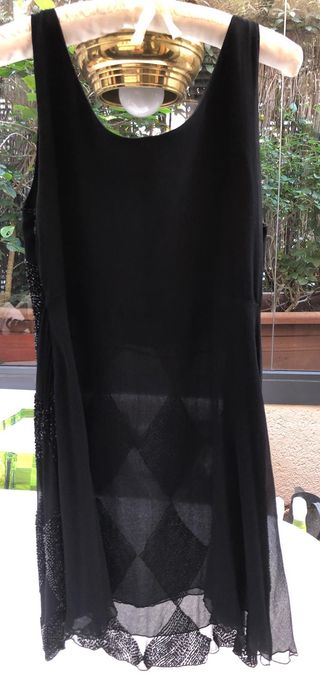 Vestido fiesta pedrería negro