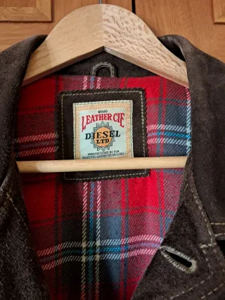 Chaqueta de piel Diesel marrón