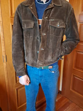 Chaqueta de piel Diesel marrón