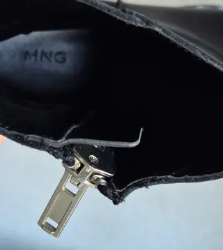 Botines Mango Piel Punta Cuadrada Cremallera