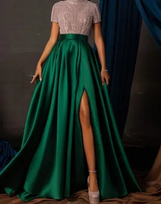 Vestido fiesta largo verde esmeralda