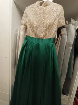 Vestido fiesta largo verde esmeralda