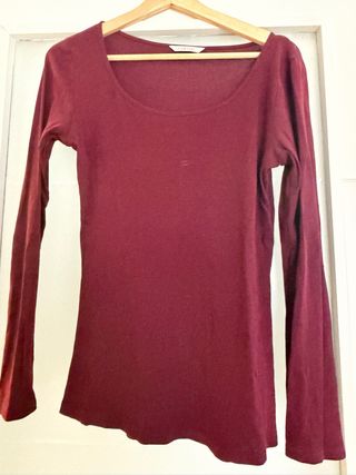 Camiseta burdeos manga larga