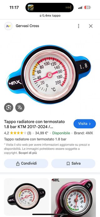 Tappo radiatore 4MX con termometro 1.8 bar