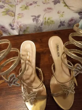 Sandali donna tacco 10 oro