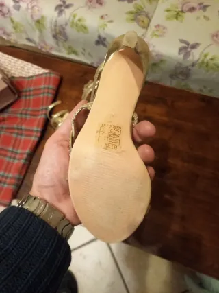 Sandali donna tacco 10 oro
