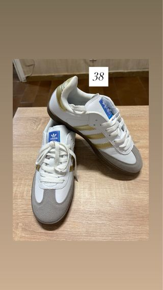 Adidas Bambas Talla 38 Blancas y Doradas